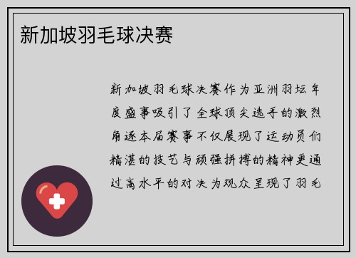 新加坡羽毛球决赛