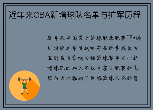 近年来CBA新增球队名单与扩军历程